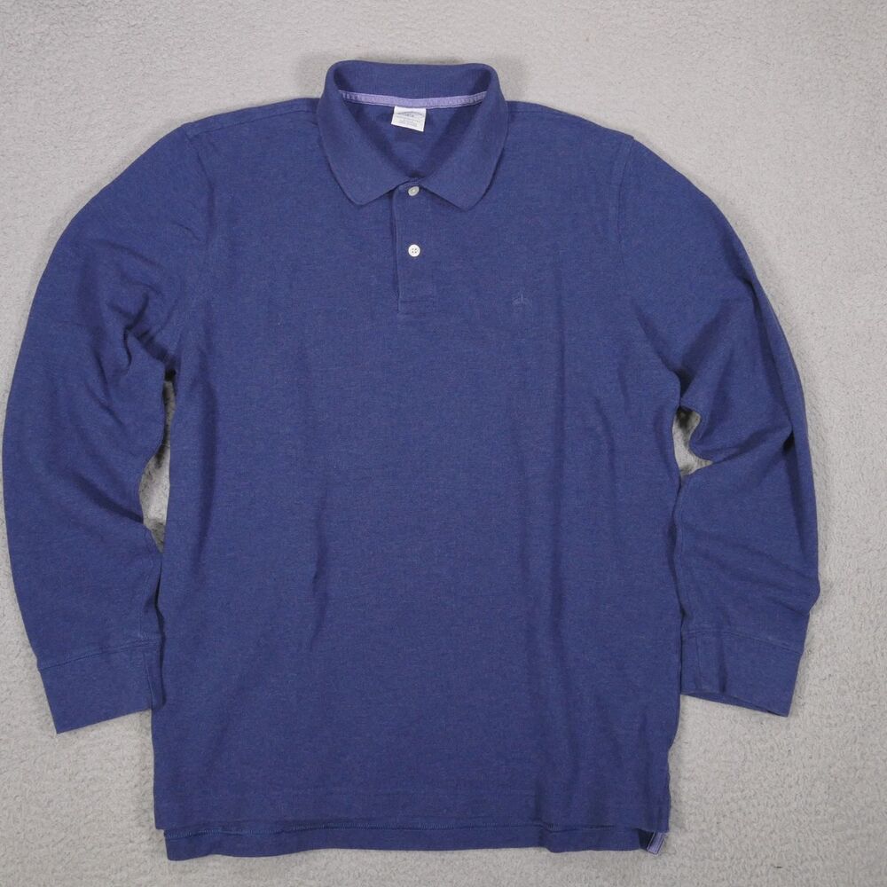 Brooks Brothers 1818 Long Sleeve Polo Shirt XL Slim Fit Blue Cotton